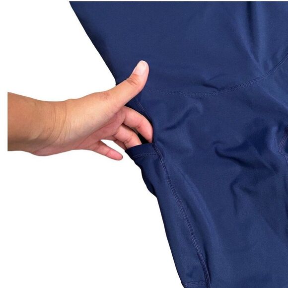 Poshdivah‎ Leggings Women’s M Navy Blue Maternity Yoga Lounge 25” Over The Belly - Picture 4 of 10